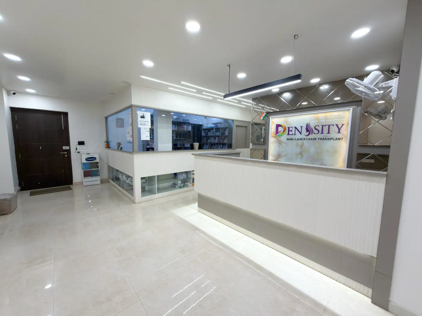 Density Clinic reception and entrance with branded front desk